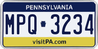 PA license plate MPQ3234