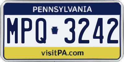 PA license plate MPQ3242