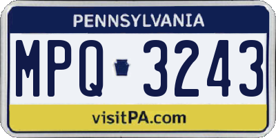 PA license plate MPQ3243