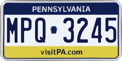PA license plate MPQ3245