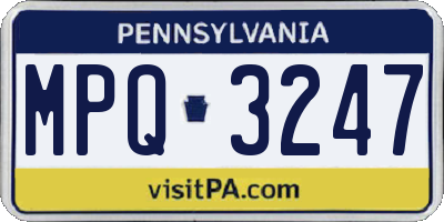 PA license plate MPQ3247