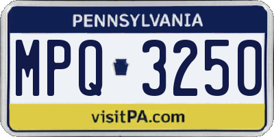 PA license plate MPQ3250