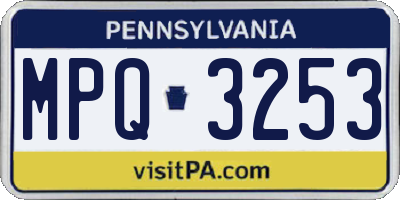 PA license plate MPQ3253