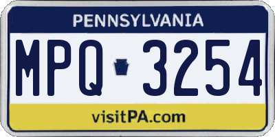 PA license plate MPQ3254