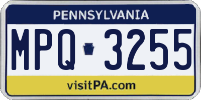 PA license plate MPQ3255