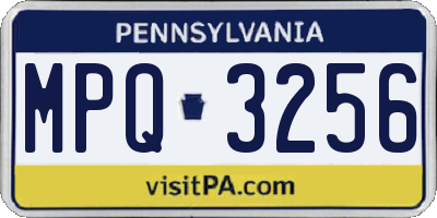 PA license plate MPQ3256