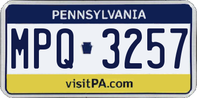 PA license plate MPQ3257