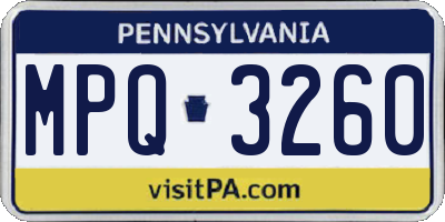 PA license plate MPQ3260
