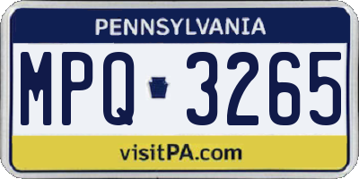 PA license plate MPQ3265