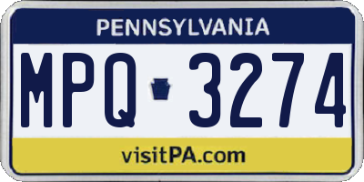 PA license plate MPQ3274