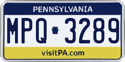 PA license plate MPQ3289