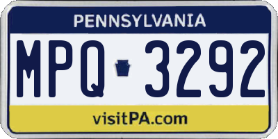 PA license plate MPQ3292
