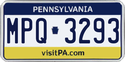 PA license plate MPQ3293