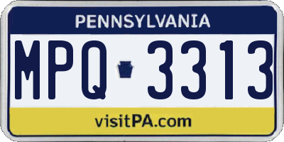PA license plate MPQ3313