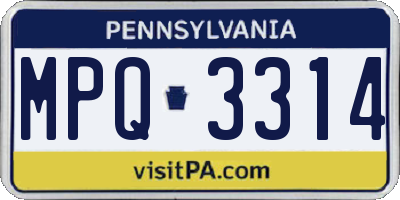 PA license plate MPQ3314