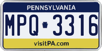 PA license plate MPQ3316