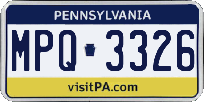 PA license plate MPQ3326