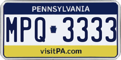 PA license plate MPQ3333