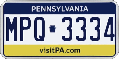 PA license plate MPQ3334