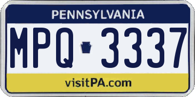 PA license plate MPQ3337