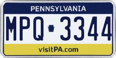 PA license plate MPQ3344