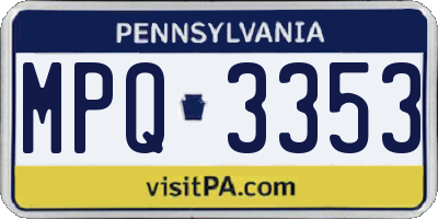 PA license plate MPQ3353