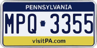PA license plate MPQ3355