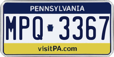 PA license plate MPQ3367