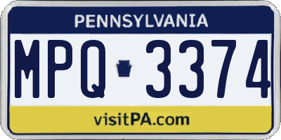 PA license plate MPQ3374