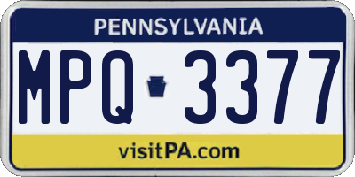 PA license plate MPQ3377