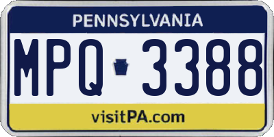 PA license plate MPQ3388