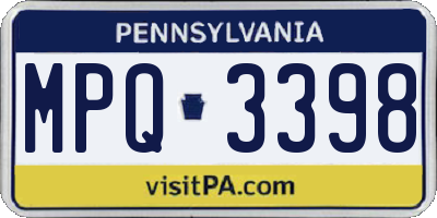 PA license plate MPQ3398