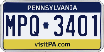 PA license plate MPQ3401
