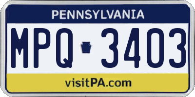 PA license plate MPQ3403