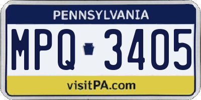 PA license plate MPQ3405