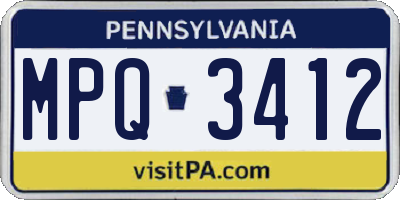 PA license plate MPQ3412