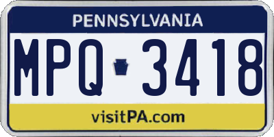 PA license plate MPQ3418