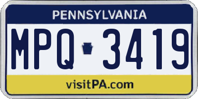 PA license plate MPQ3419