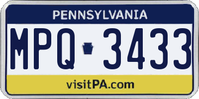 PA license plate MPQ3433