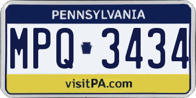 PA license plate MPQ3434
