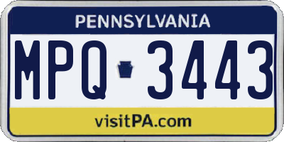 PA license plate MPQ3443