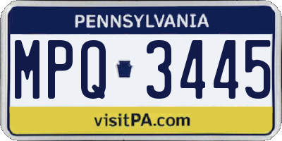 PA license plate MPQ3445