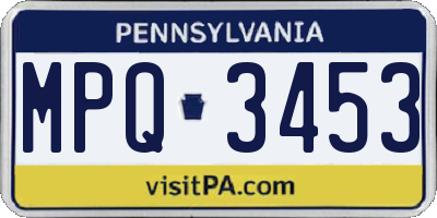 PA license plate MPQ3453