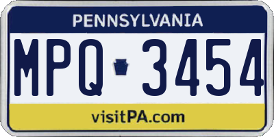 PA license plate MPQ3454