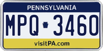 PA license plate MPQ3460