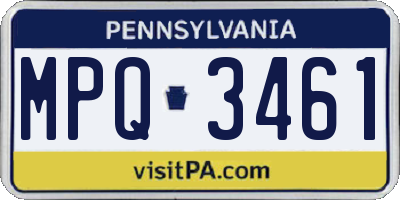 PA license plate MPQ3461