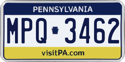 PA license plate MPQ3462