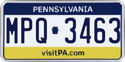 PA license plate MPQ3463