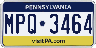PA license plate MPQ3464