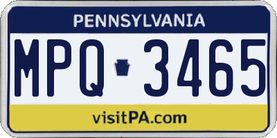 PA license plate MPQ3465